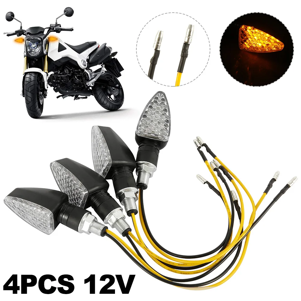 

4PCS Universal 12V Flashing Turn Signals Motorcycle LED Lights Rear Blinker Indicator Tail Light Flashers Amber ColorAccessories