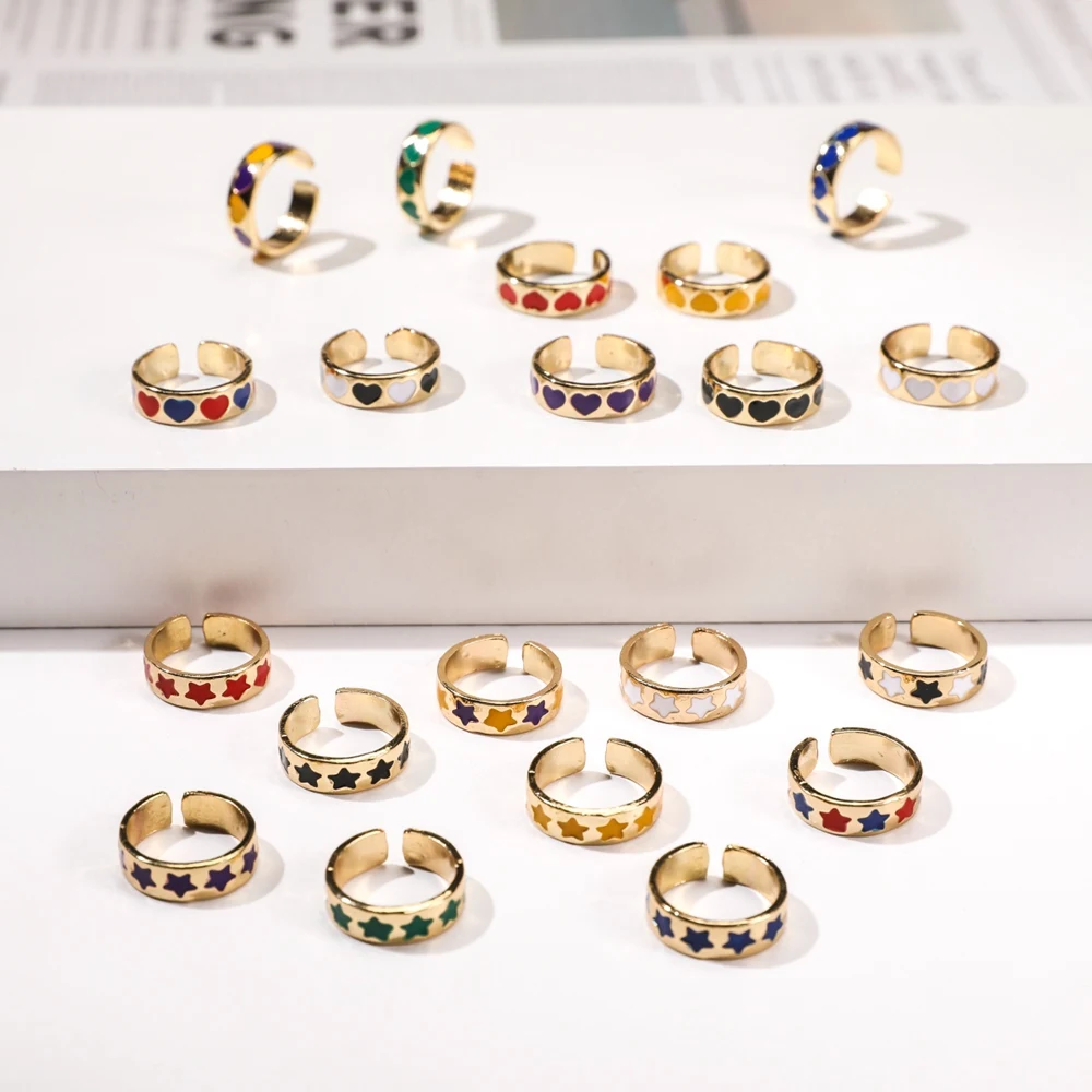 FAMSHIN корейское модное цветное регулируемое кольцо в форме цветного сердца для