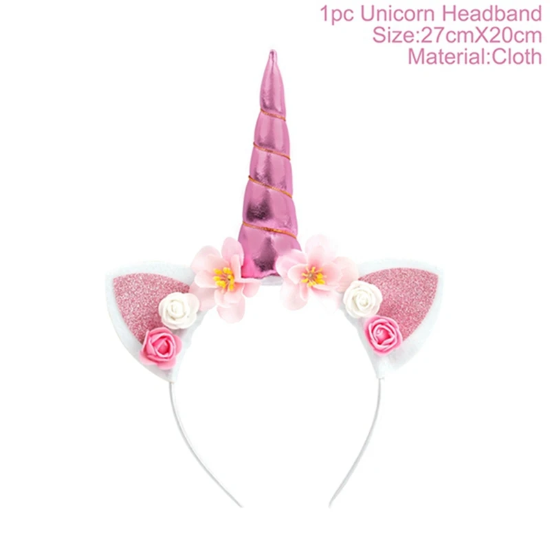 1pcs color headband 50 шт., вечерние принадлежности в виде леденца, единорога, декор для дня рождения, детские одноразовые столовые приборы, набор бумажных тарелок, чашка для детского душа, декор для девочек - Цвет: 1pcs color headband