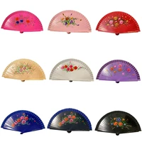 24pcs hand painted spanish style craft wood fan with mixed colorful flower designs for decoration and hot dance party supplies