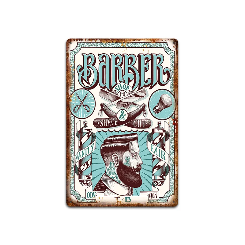 Металлическая Оловянная вывеска для парикмахера инструмент стрижки волос
