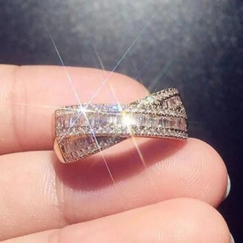 Кольца из белого золота для женщин модное обручальное кольцо с трапециевидным