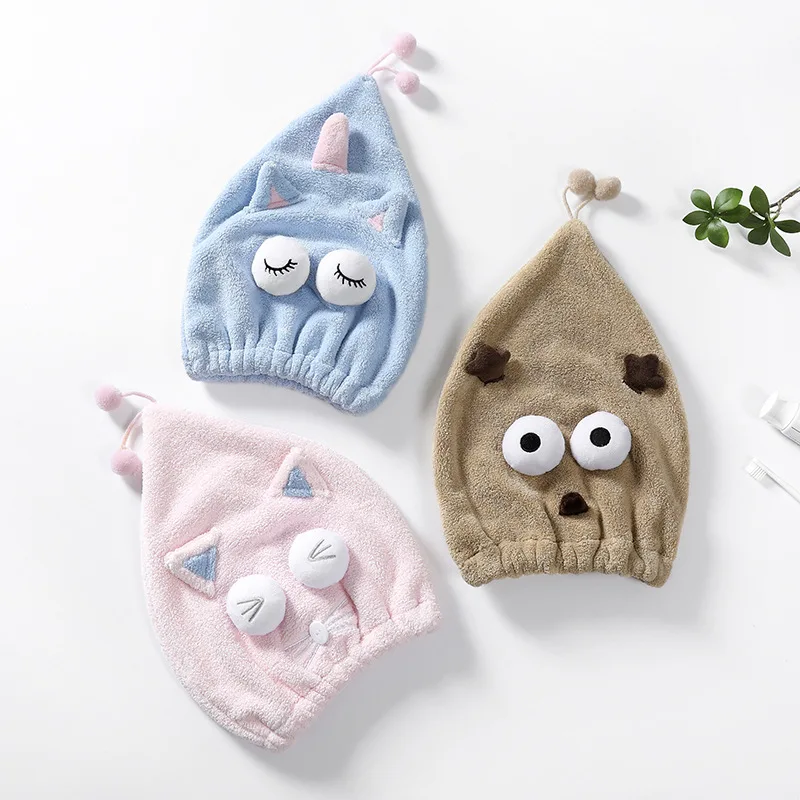 

Cartoon Soft Towel Bath Quick Dry Hat Cap Microfiber Shower Hair Drying Wrap Towel for Hair