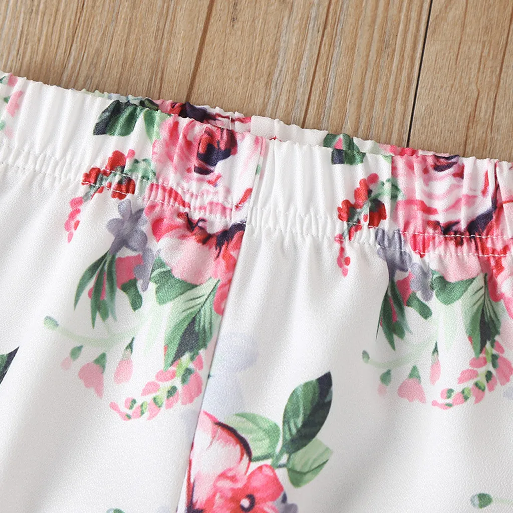 Модные брюки с широкими штанинами и цветочным принтом для маленьких девочек