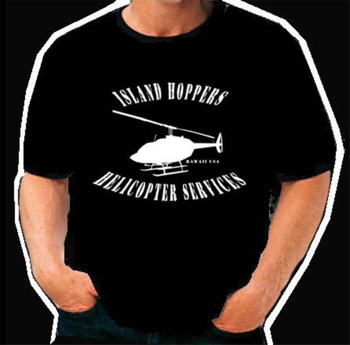 Футболка с надписью Island Hoppers Choppers Magnum PI Hawaii доступно больше цветов и