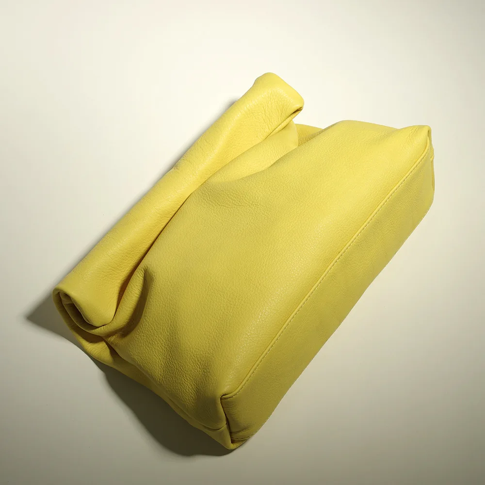 Новинка 2020 Сумочка Багет верхний слой из воловьей кожи желтый розовый клатч