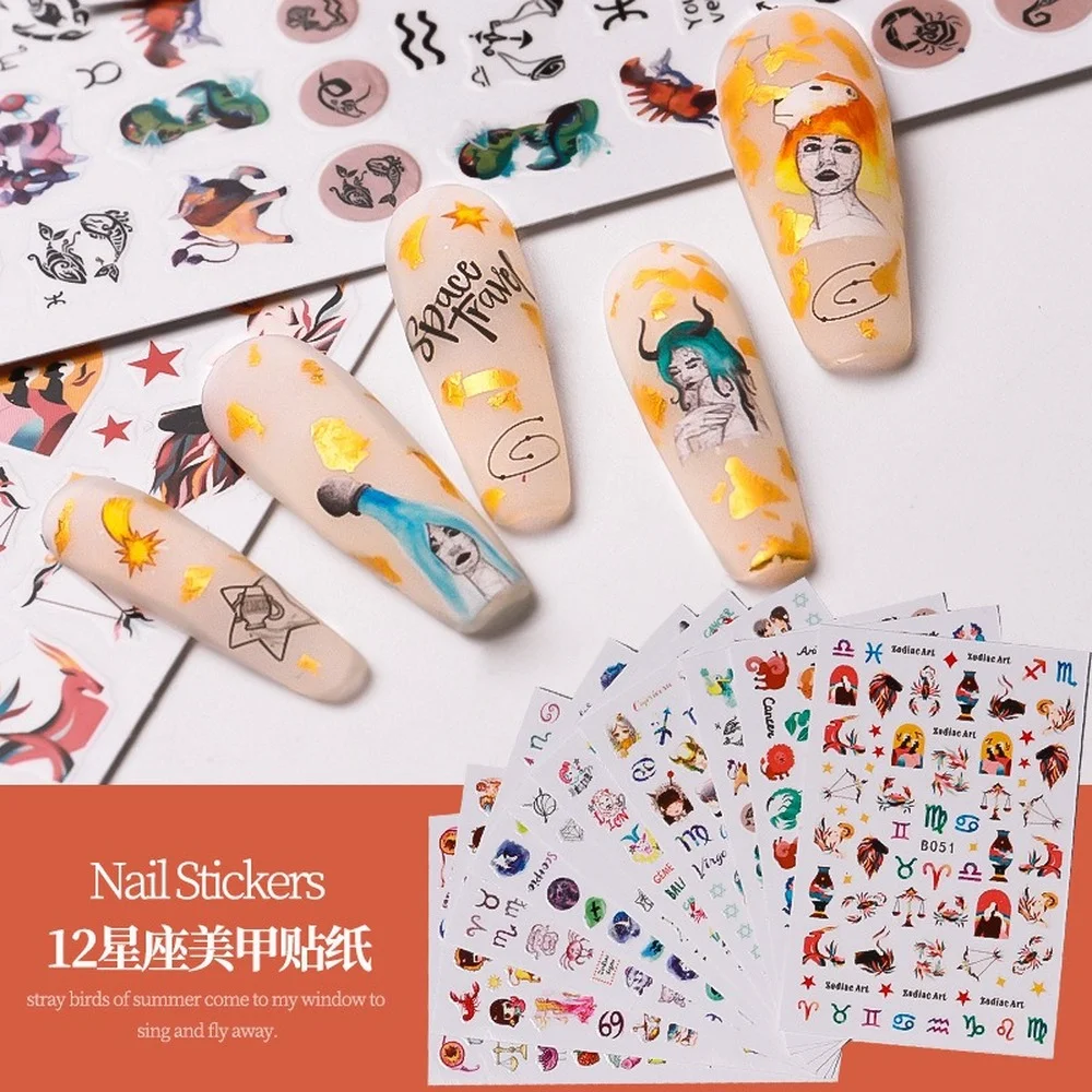

New Nail Sticker Set 12 Constellation Nail Sticker Mixed Style Set Fashion Personality Beginner Easy-to-use Nail Art