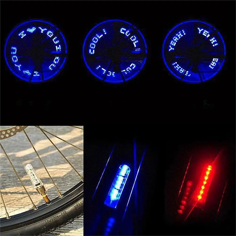 

1 Pcs ABS Bicycle Letter Valve Lamp Hot Wheels Double-sensing Double-sided Mountain Bike 7led Light Bicycle Riding Equipment