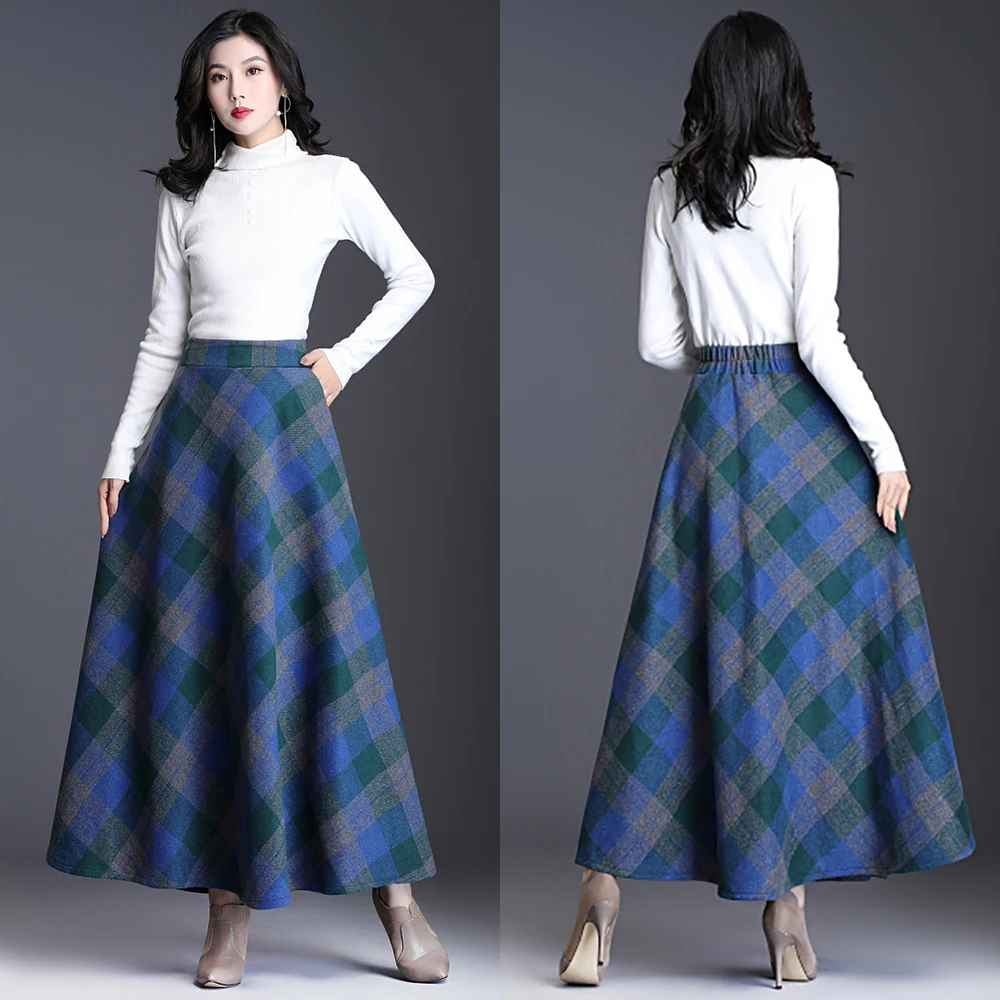 Женские шерстяные юбки с высокой талией зима 2019 модная шерстяная длинная