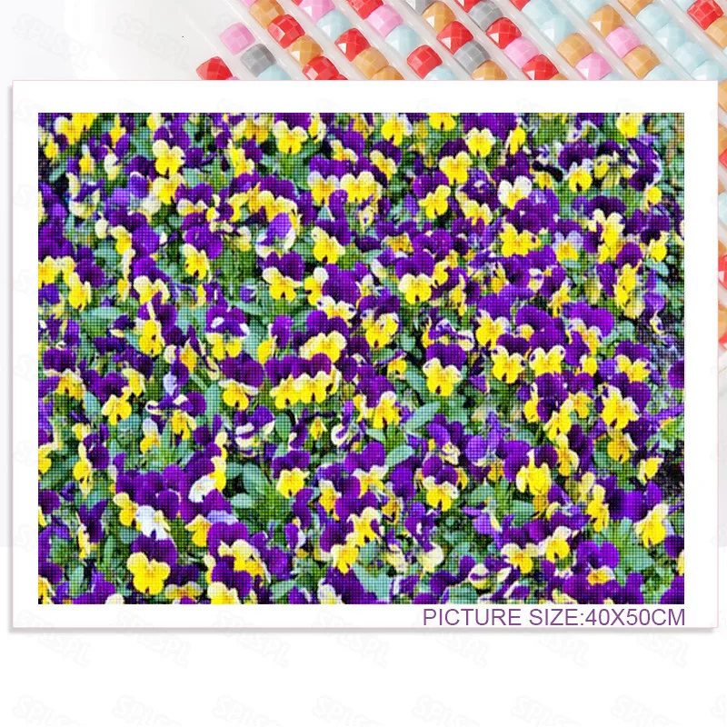 

Diy Diamond Painting Colorful Flowers Bud Tulip Sofa Background Wall Painting Beautiful Bedroom Decoration Painting