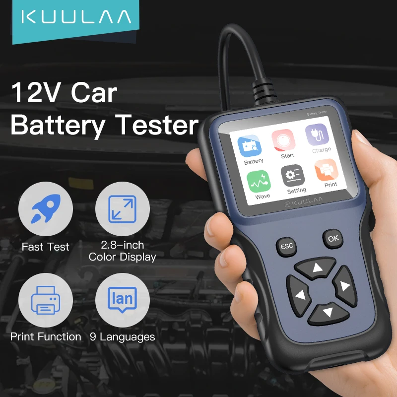 

AMYGOJJ Car Battery Tester Charger Analyzer 12v 2000cca Voltage Battery Test Motorcycle Detector Charging Cricut Load Tools