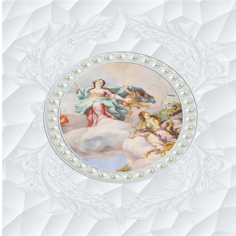 3d обои на заказ Европейский узор трехмерная бижутерия картина маслом Потолочная