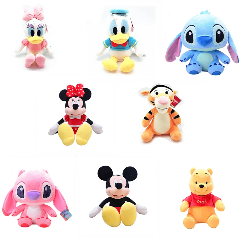 22cm disney cartoon mickey minnie Pooh Bear Stitch Don Donald Stuffed Doll Plush Anime Figures Toys for Children | Игрушки и хобби