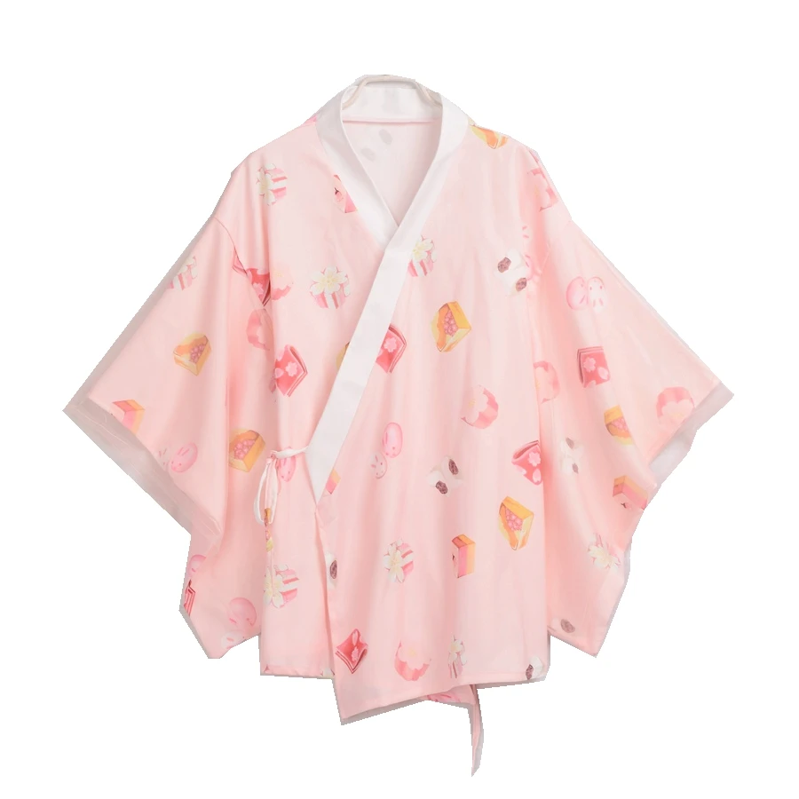 Kawaii Wagashi Kimono Haori Women Japanese Casual Cardigan Coat Tops Outwear Jacket | Женская одежда