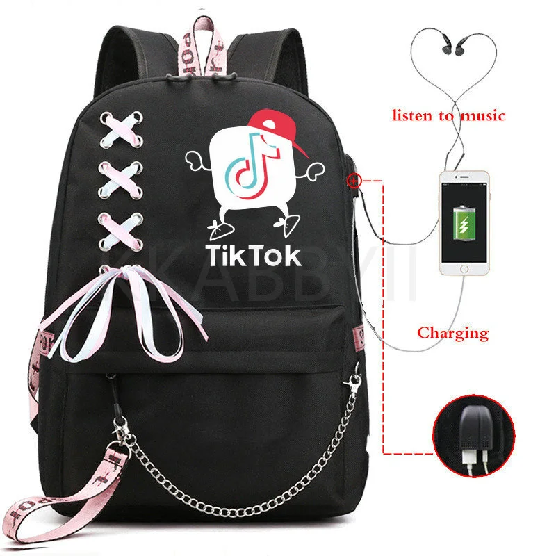 TIK TOK Backpack Boy girl school Bags USB Bookbag For Teenagers Big Capacity Fashion Travel waterproof laptop Mochilas Daily Bag | Багаж и