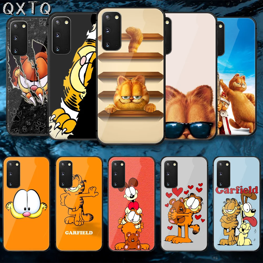 

Cute Cartoon Cat Garfields Tempered Glass Phone Case Cover For Samsung Galaxy Note S 9 10 20 21 E Plus Ultra M 31 51 FE Prime