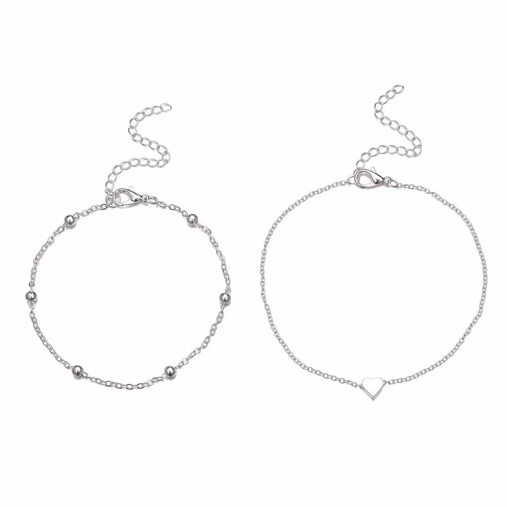 

Fashion Double Love Anklet for Women Ankle Bracelet on The Leg Female Beach Accessories Gift