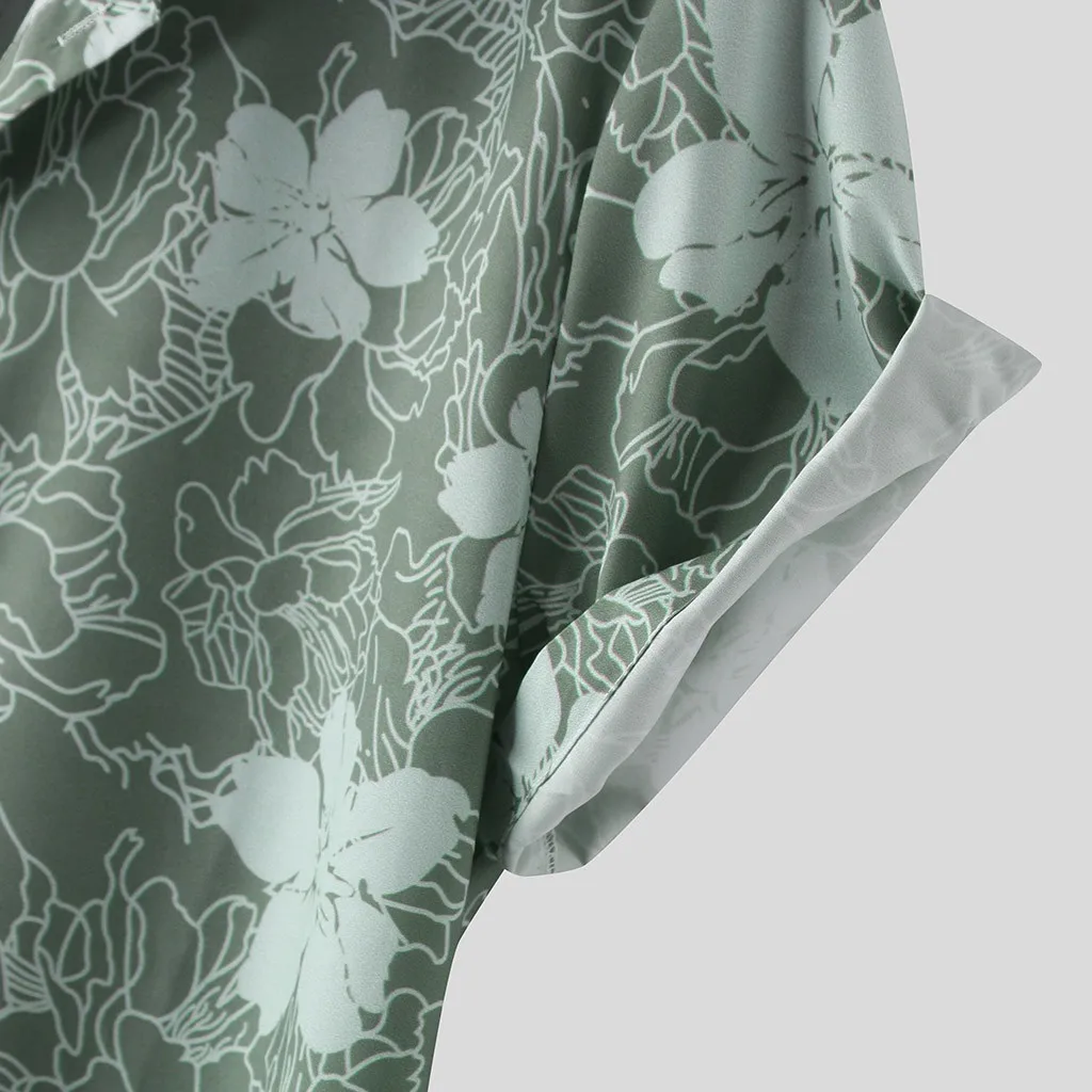 Casual Printed Short Sleeve Shirt Men Streetwear 2020 Hawaii Beach Oversize Blouse Summer Fashion Harujuku Shirts For #9 | Мужская