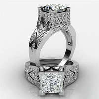 fashion women ring wedding ring princess cut elegant white size 6 10
