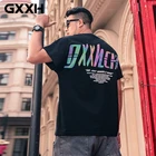 GXXH мужские футболки свободного покроя светоотражающий принт Мужская футболка с коротким рукавом, мужские футболки, одежда размера плюс 6XL 7XL футболка Топы белого цвета