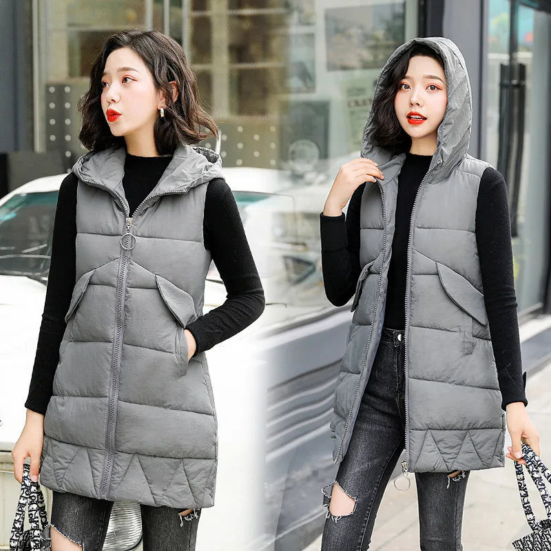 

2021 new womens' vest sustand padded waistcoat long han edition s winter tank top coat bf joker couple vest M-2XL