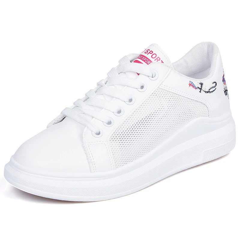 

Platform Sneakers Women 2018 White Flat Shoes Women Breathable Shoes Woman Lace Up Platform Shoes for Women Flats Mocassin Femme