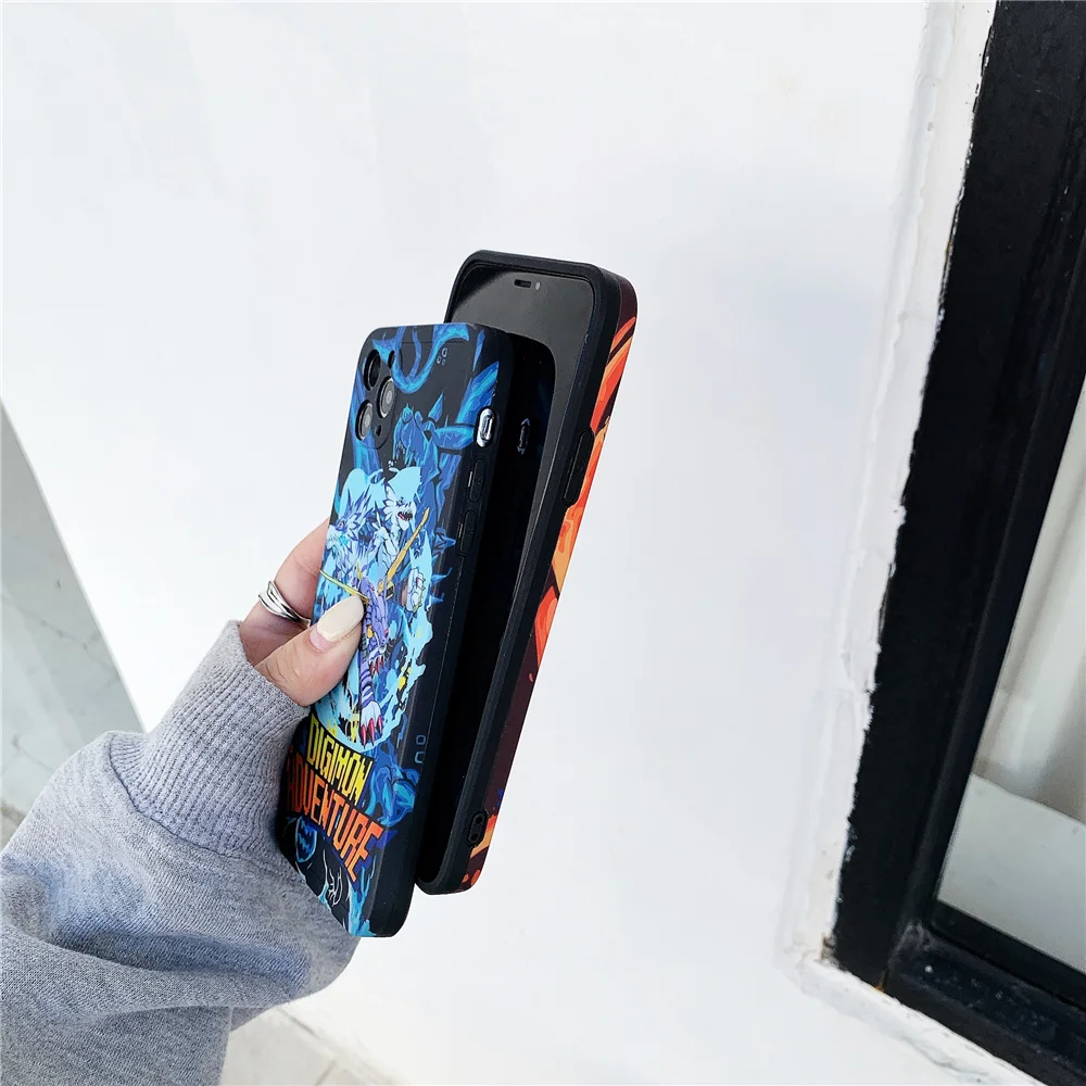 

Japan anime Digimon Adventure Agumon Gabumon Phone Case For iphone 12 mini 11 Pro X XS Max XR 7 8 Plus SE2 Silicon Soft Cover