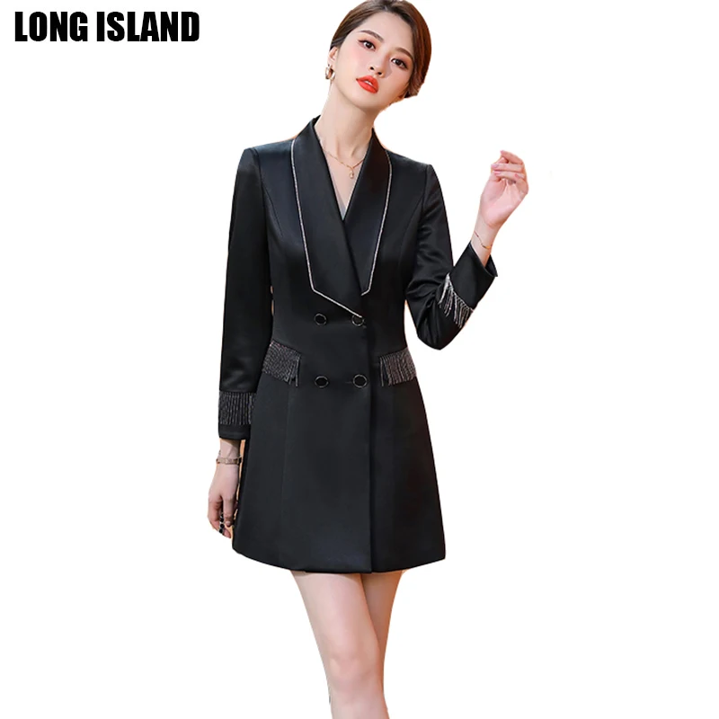 

Женский модный Блейзер, пальто для офиса, Женская деловая одежда, цвет белый и черный, для осени и зимы