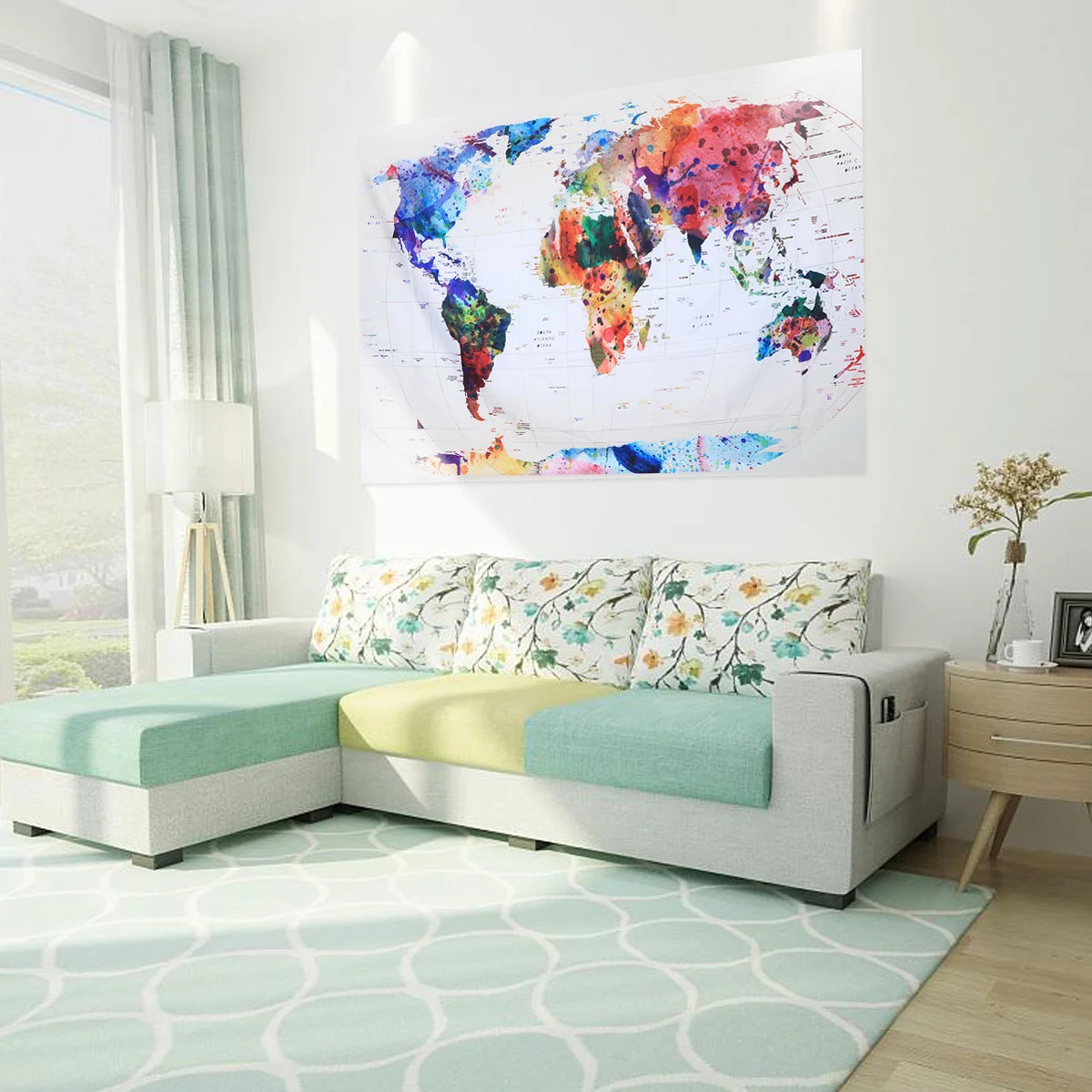 

Современный гобелен, красочный креативный гобелен с картой мира, настенный прямоугольный Подвесной Настенный декор для гостиной, спальни, ...