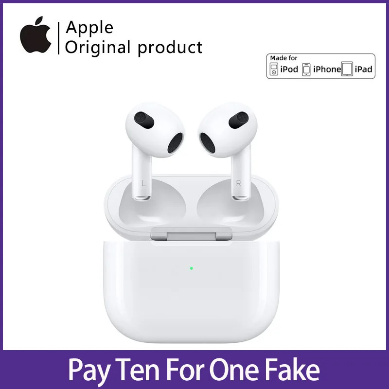 

Оригинальные наушники Apple Airpods 3pro, беспроводные Bluetooth наушники с переменным названием, Беспроводная зарядка Airpods 2, спортивные наушники