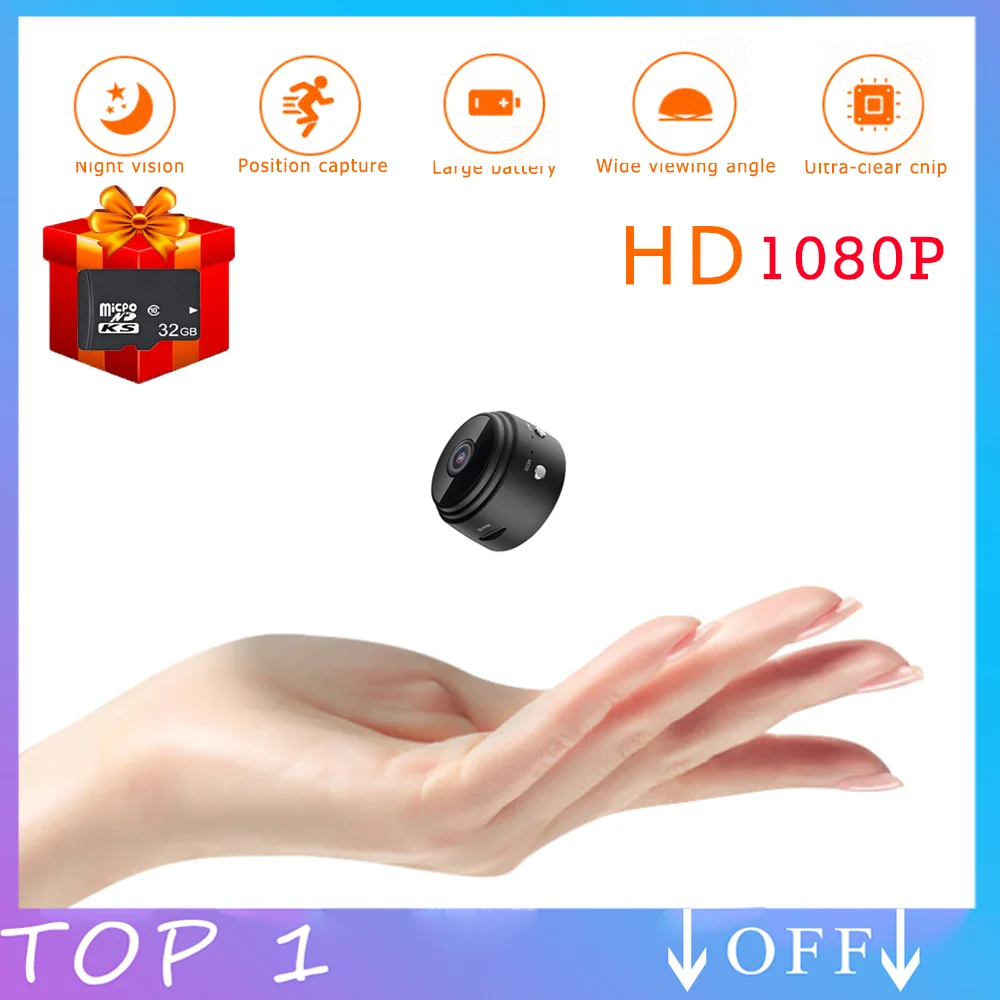 Новый мини камера Wi Fi HD1080P видения видеонаблюдения ip сенсорная Ночная лампа wifi