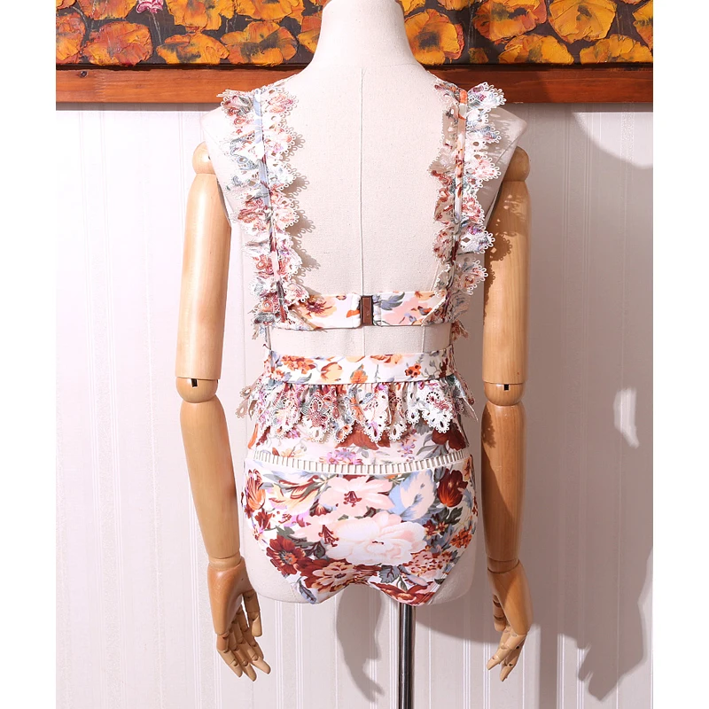 Купальник женский сплошной с пуш ап пляжная одежда большого размера принтом