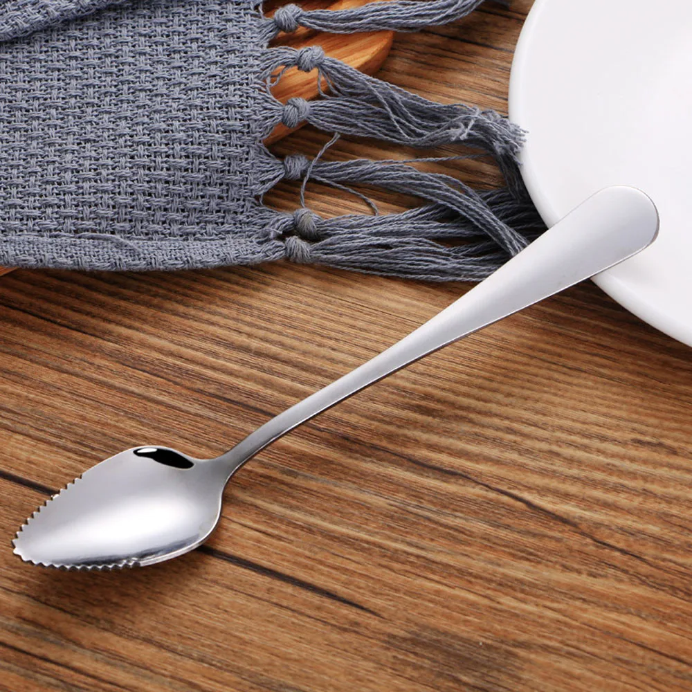 

4PC Grapefruit Spoons Thick Stainless Steel Coffee Stirring Dessert Tea Spoon Serrated Edge Fruit and Vegetable Kitchen Tools