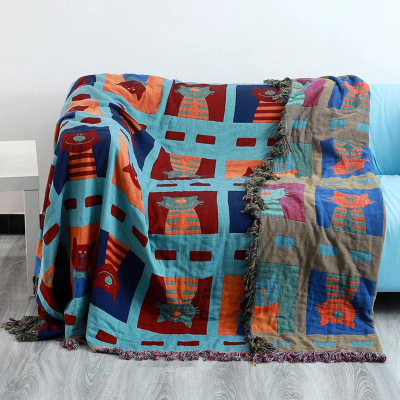 

Colorful Cats Geometry Deer Blanket Sofa Decorative Slipcover Stitching Women Outdoor Beach Sandy Towels Cape