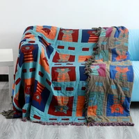 colorful cats geometry deer blanket sofa decorative slipcover stitching women outdoor beach sandy towels cape
