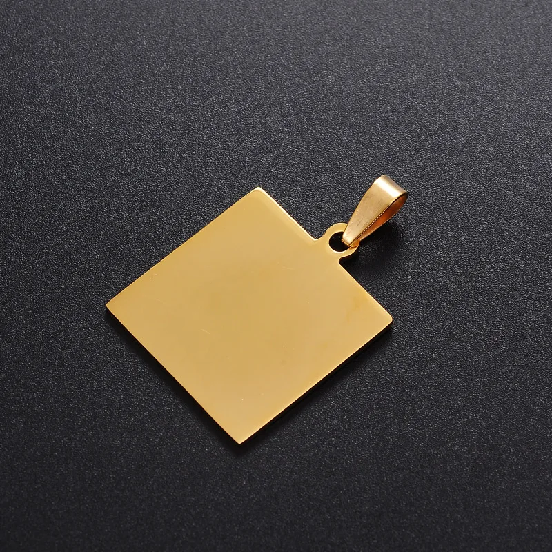 Серебряный/Золотой квадратный кулон из нержавеющей стали без рисунка для