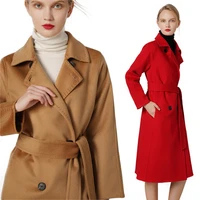 long woolen blends cashmere coats for women 2019 autumn winter ladies jackets plus size overcoat double sided water ripple