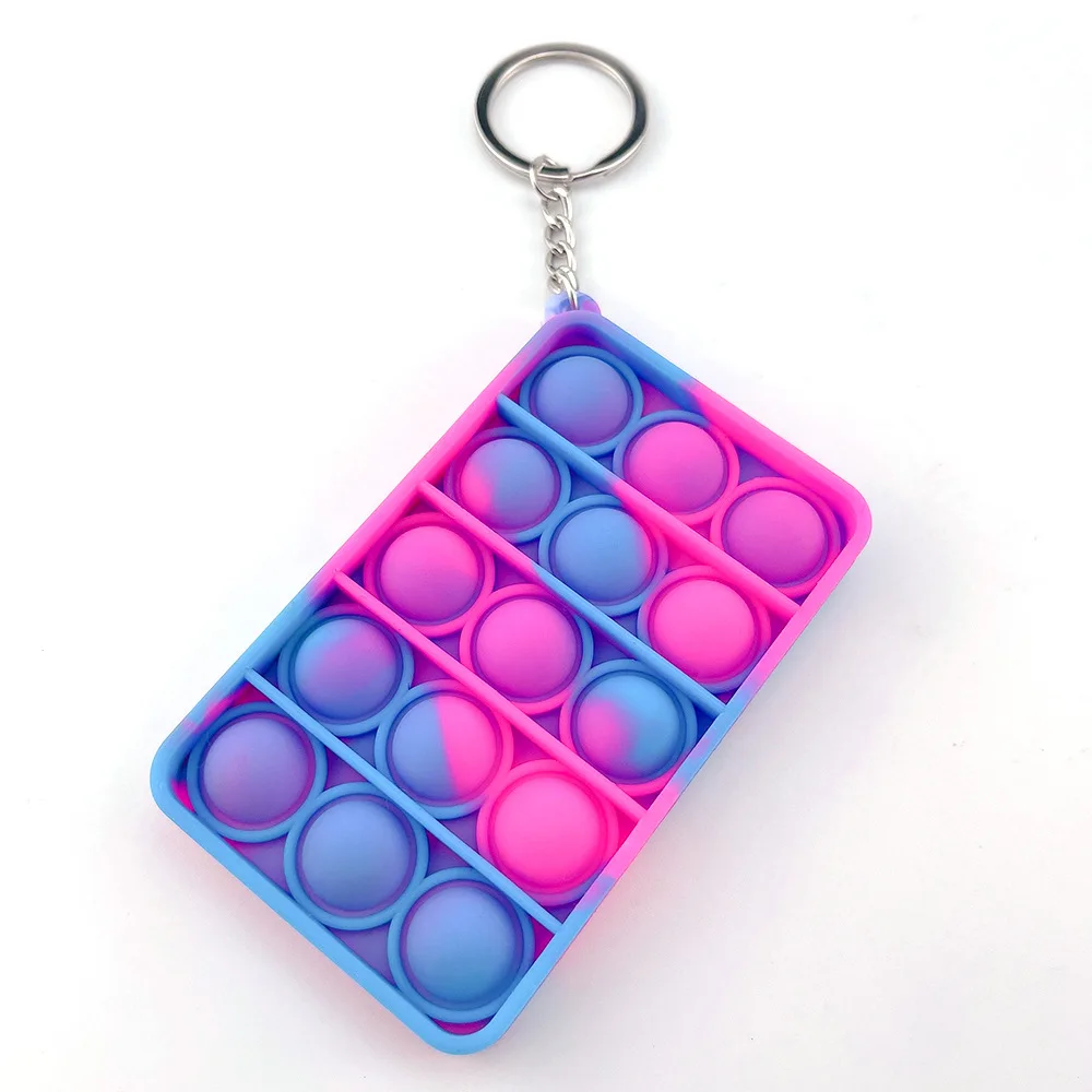 

10pc Party Toy Gift Rectangular Camouflage Mini Pop it Keychain Adult Kids Relieves Stress Special Need Toys Stress Reliever Key