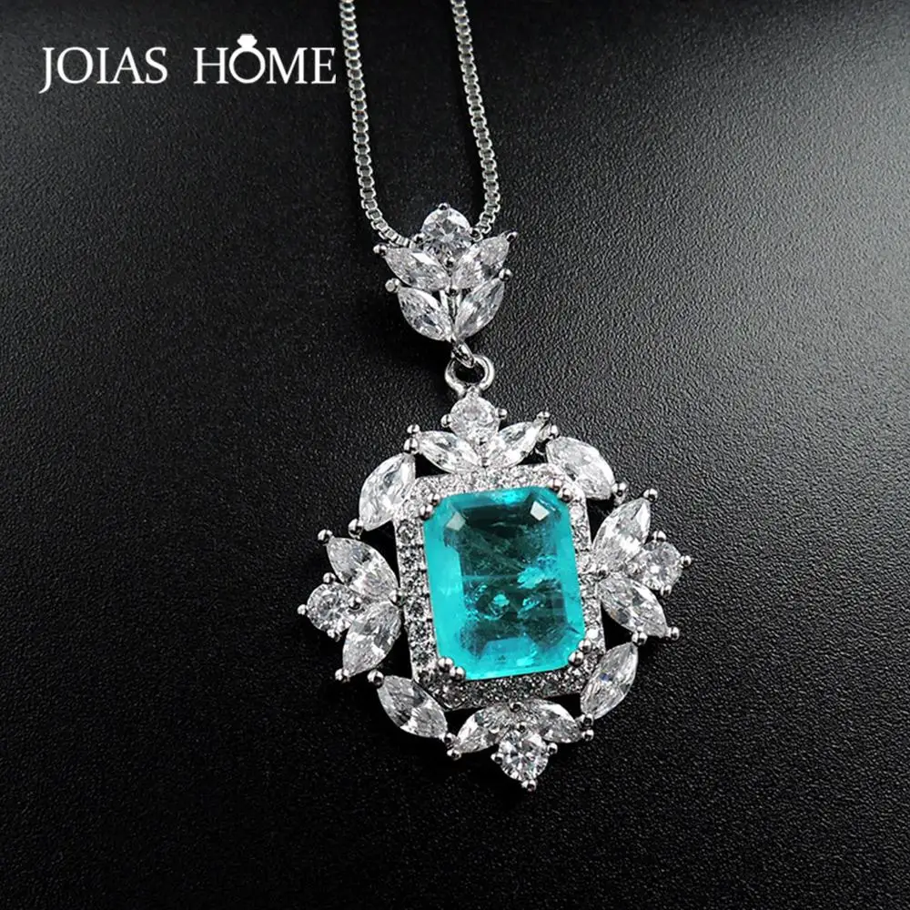

JoiasHome 925 Sterling Silver Paraiba Gemstone Fashion Earrings Rings Necklaces for Woman Wedding Jewelry Sets Wholesale