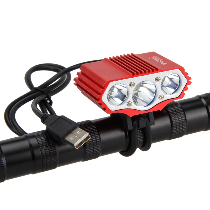 red bike lighting USB велосипедный светильник на руль 15000лм 3x T6 светодиодный головной велосипедный передний светильник фонарь для велоспорта горная дорога вспышка светильник - Цвет: red bike lighting