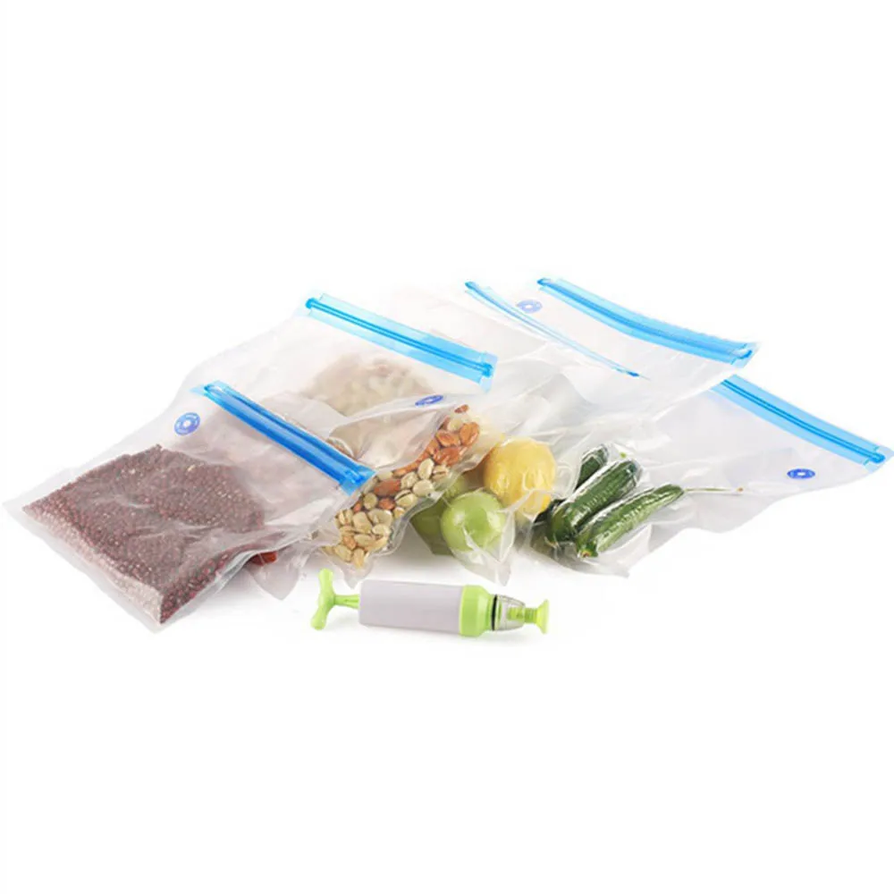 5 шт. Handleiding Vacuumsealer Vacuumzak Handpomp ручной Verpakkings машина Voedsel Sous выполнены вакуумные Ziplock