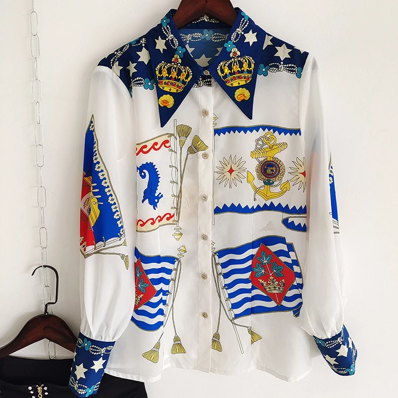 Summer Women 2 Casula Pieces Sets 2021 Designer Beading Diamonds Chian Print Blue Shirt + Black Shorts Holidat Set