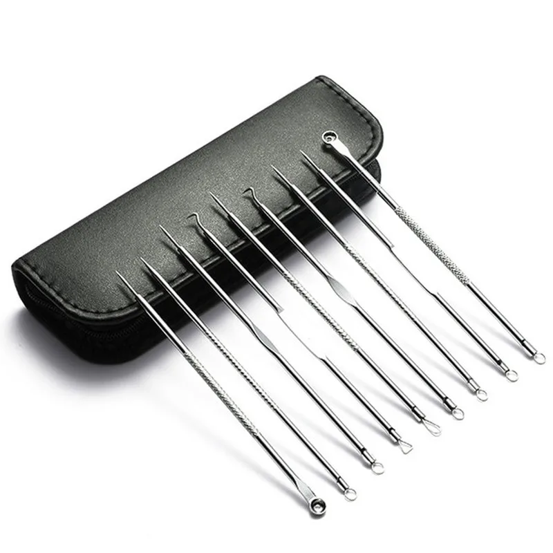 

2021 New Remover Acne Needles Spoon Metal Facial Black Spot Pore Clean Extractor Set For Pimple Skin Face Care Beauty Tool