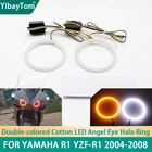 Яркая прочная гарантия 2 шт., светодиодный светильник из хлопка SMD Switchback, кольцо с ангельским глазом, кольцо с ореолом, комплект DRL для Yamaha R1 YZF-R1 2004-2008 с объективом