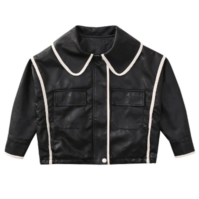 

Teen Leather Jacket for Girls Coat 2021 Spring School PU Leather Jackets Child Outerwaer Fashion Black Girls Jackets Tops 10 12Y