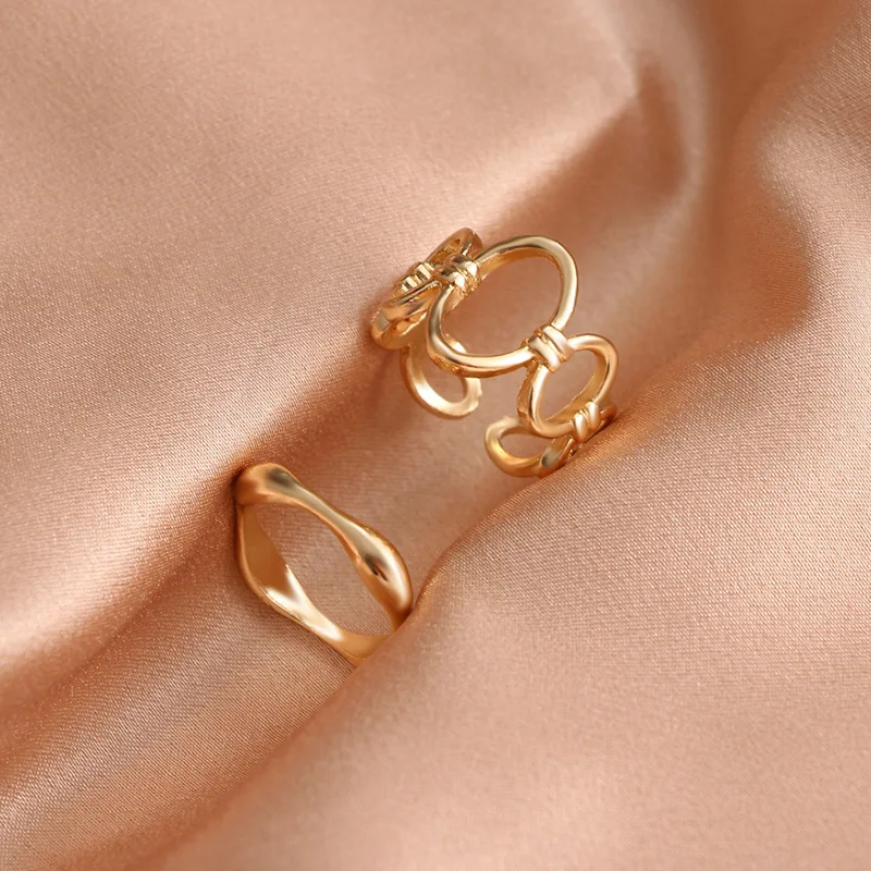 2 шт. новые модные массивные золотые кольца для женщин и девушек минималистичные