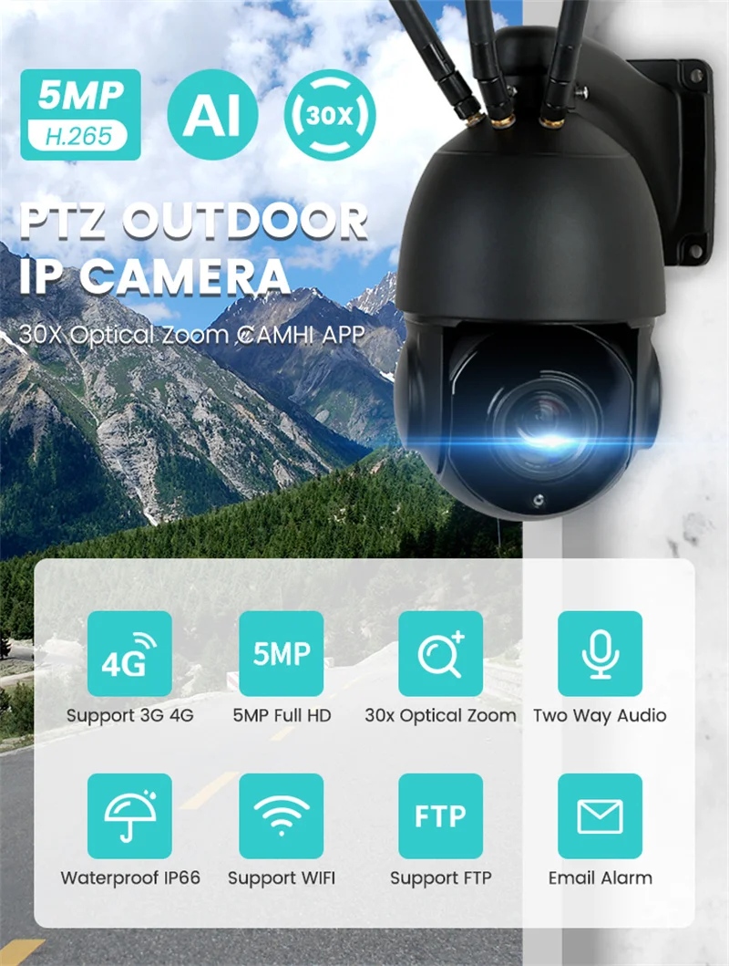 

Camhi WiFi Camera 4G 30x Optical Zoom PTZ IP Camera Security Protect 5MP 2MP H.265 Starlight Night Vision CCTV Camera Smart Home