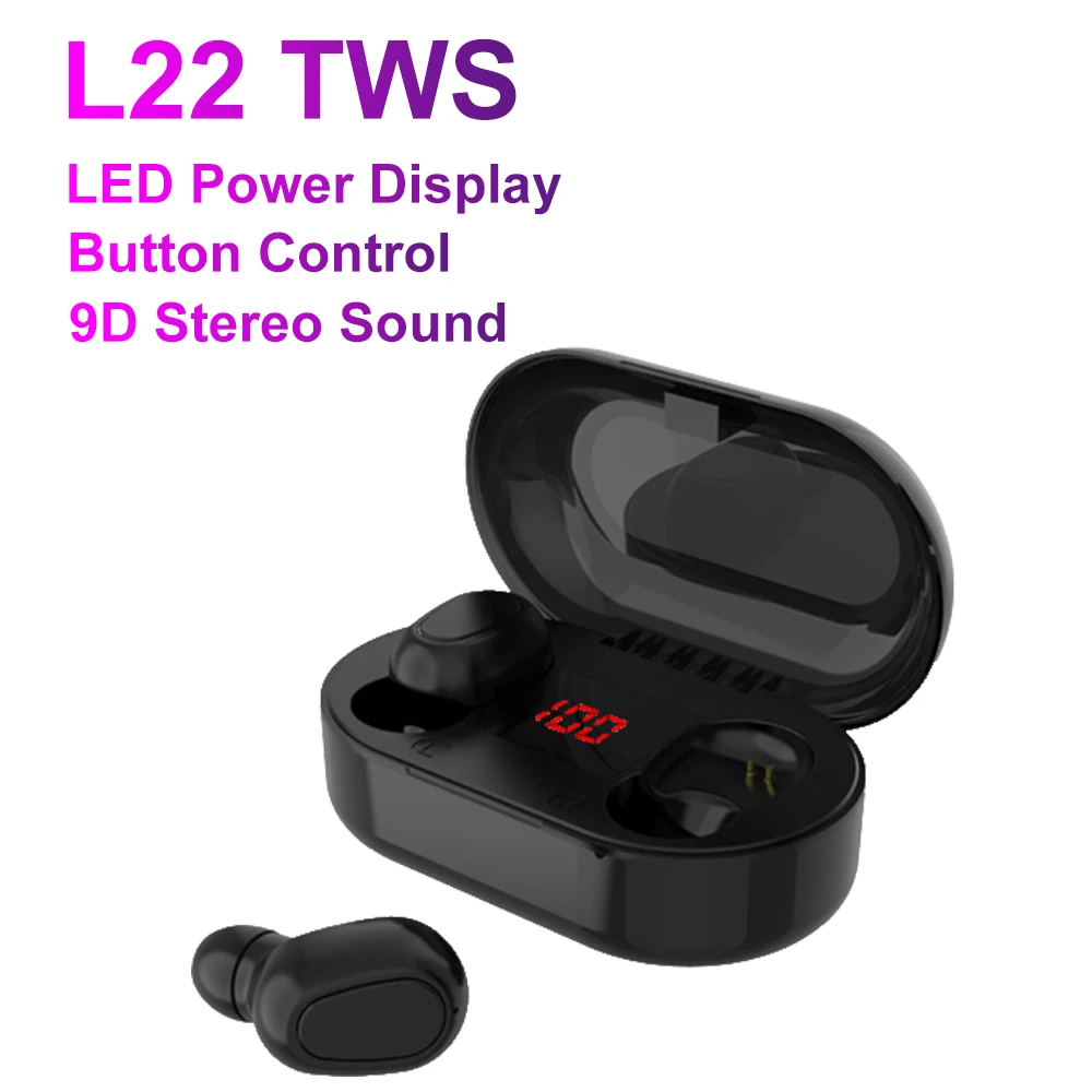 L22 tws B5 TWS Bluetooth 5,0 Беспроводные наушники с сенсорным управлением Водонепроницаемые 9D стерео наушники спортивные Blutooth гарнитура слуховой аппарат - Цвет: L22 tws
