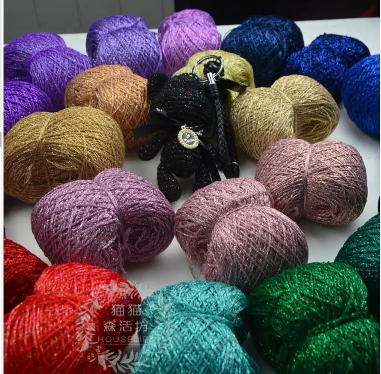 50 г/лот металлическая пряжа для вязания крючком хлопковая вязания|Пряжа| |
