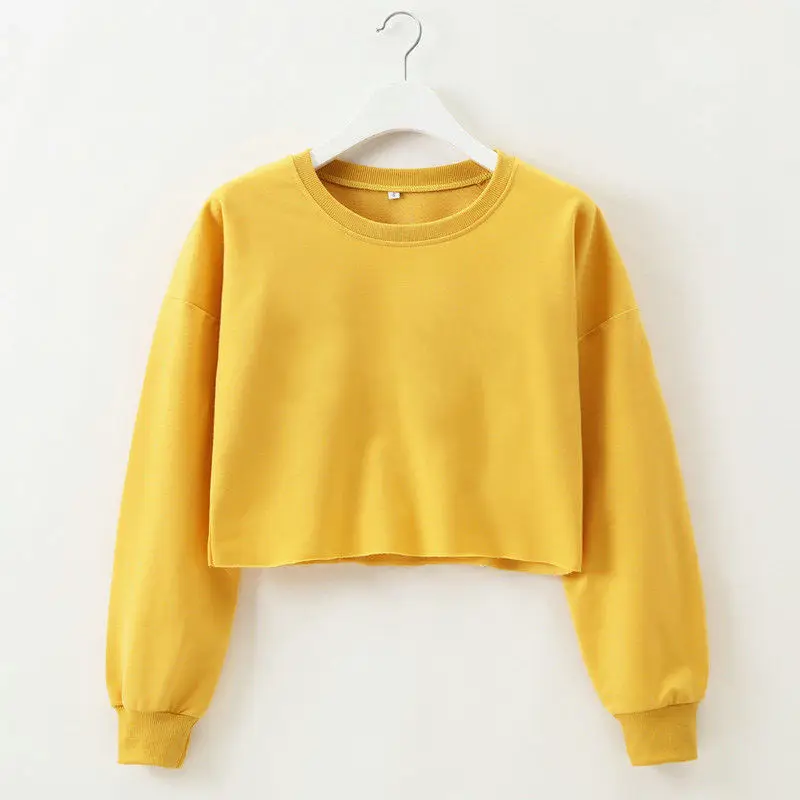 Autumn Winter Fashion Streetwear Hoodies Women Casual Long Sleeve Jumper Cropped Top Pullover Sweatshirts